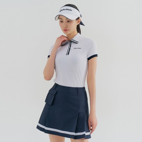 여성 배색 포인트 카라 반팔 티셔츠 TWTYN6343-100